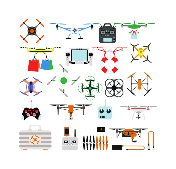 Quadrocopters drone helikopter speelgoed vector illustratie. — Stockvector