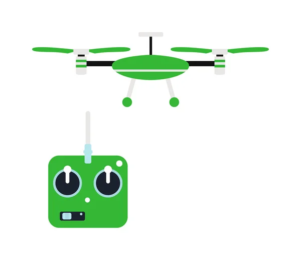 Drone qaudrocopter helikopter geïsoleerd op wit — Stockvector