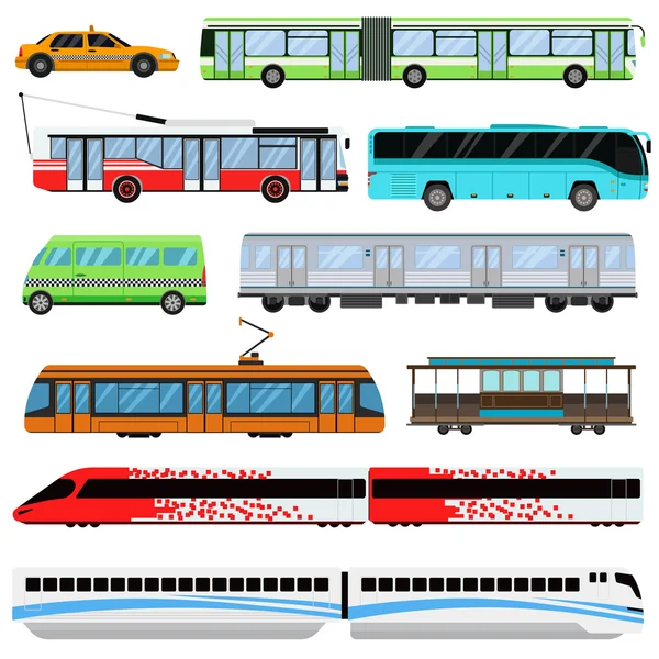 City transport set vector illustration. — Stock Vector