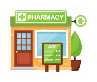 Eczane dükkanı vektör illüstrasyon.