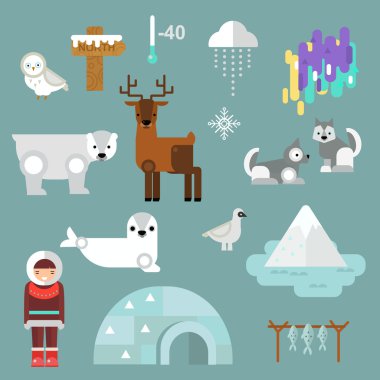 Alaska sembolleri illüstrasyon vektör.