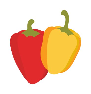 Yellow and red pepper vegetable food flat vector illustration.