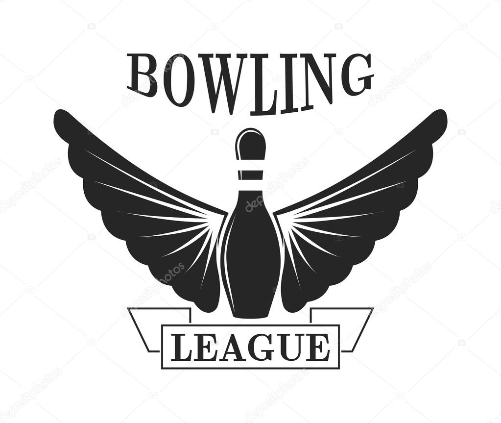 Vector set of bowling logos, bowling logo emblems and bowling logo design elements. Bowling logo logotype templates and bowling logo badges. Bowling logo wings victory, bowling ball sport item.