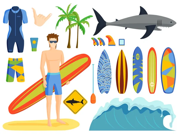 Surf vector conjunto . — Archivo Imágenes Vectoriales