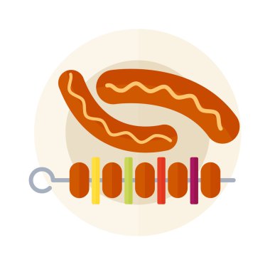 Tabak vektör illüstrasyon üzerinde Kebap ızgara.