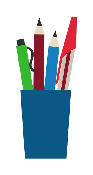 Vector color pencils in cup illustration. — Stock Vector