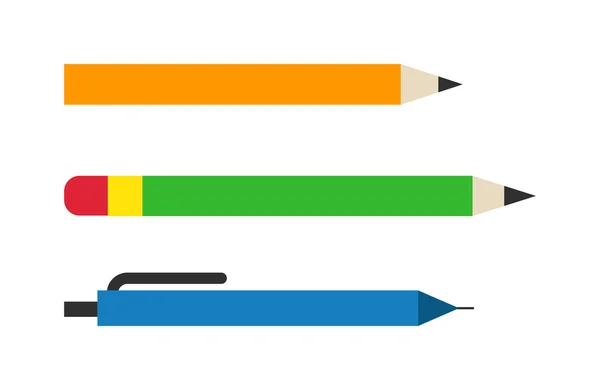 Crayons de couleur vectoriels et illustration de stylo . — Image vectorielle