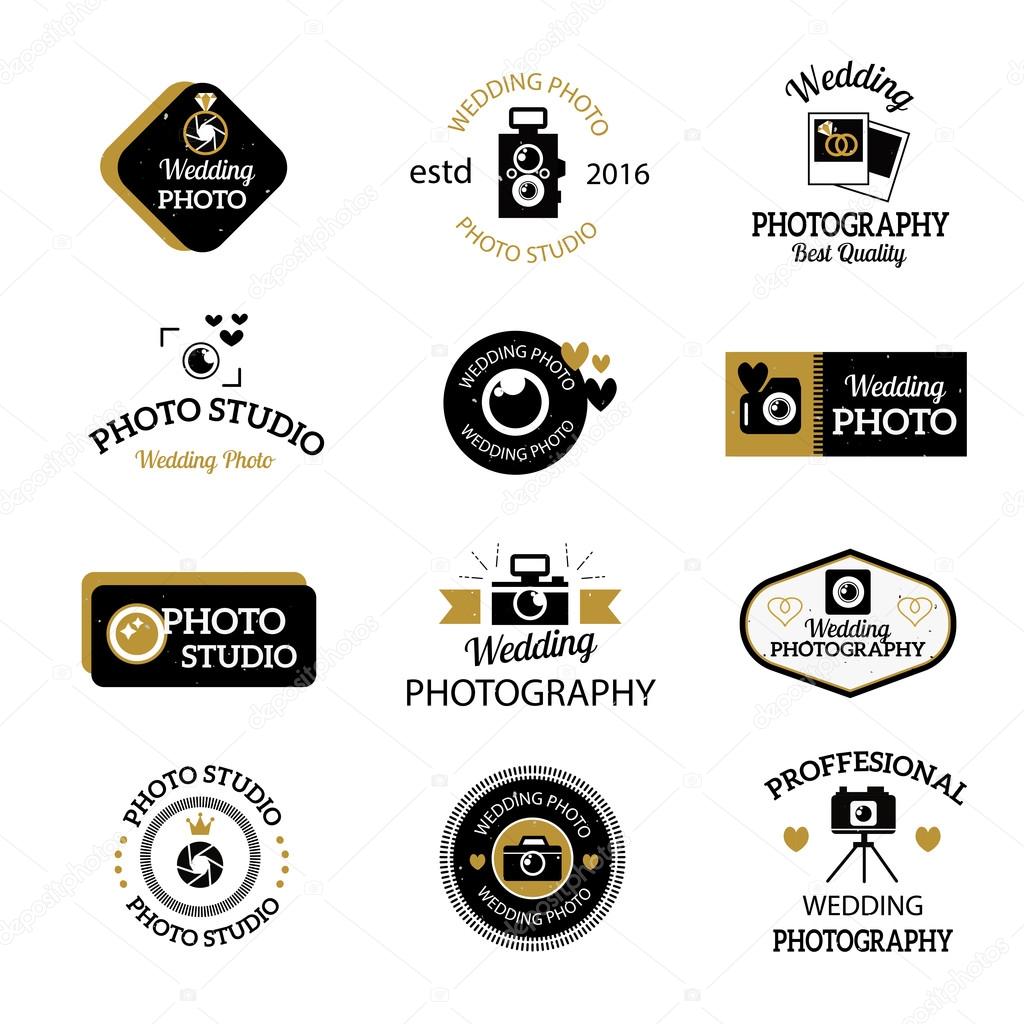 Set of photography and photo studio logo black colour. Vector photographer logo design elements, business signs, identity, labels, badges. Other branding objects for your business photographer logo.