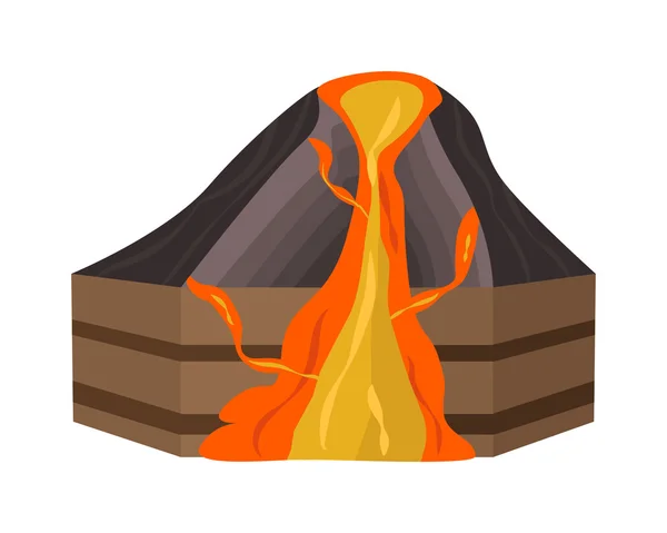 Sezione vulcano illustrazione vettoriale . — Vettoriale Stock