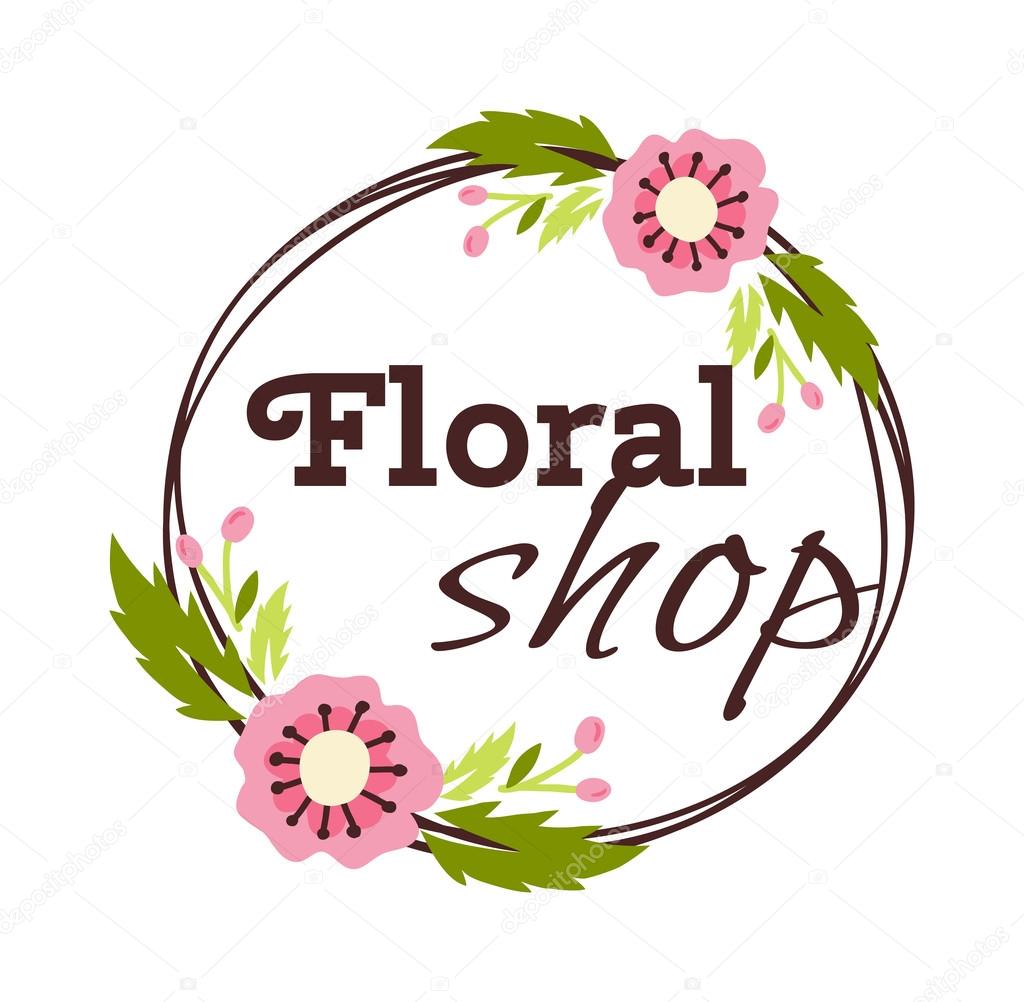 Bright logo for flower shop. Hand drawn emblems and floral signs for flower shop. Flower shop labels. Doodles, sketch floral and gardening logos and signs trendy linear style emblems flower shop.