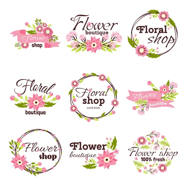 Bright sign flower shop vector illustration. — Stock Vector