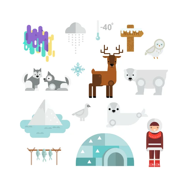 Ilustracja wektorowa Alaska symboli. — Wektor stockowy