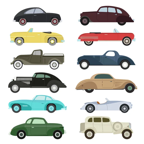 Retro coche vector conjunto . — Archivo Imágenes Vectoriales