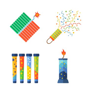 Piroteknik ve havai fişek vektör simgesi