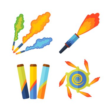 Piroteknik ve havai fişek vektör simgesi