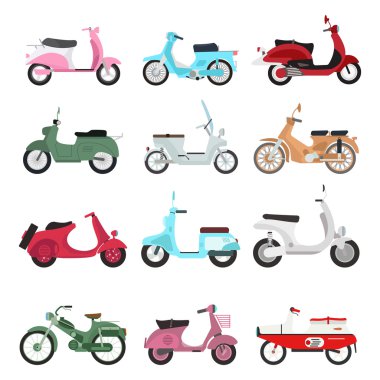 Retro motosiklet vektör set.