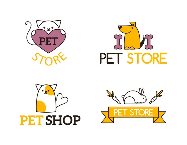 Pet shop symbols vector set. — Stock Vector