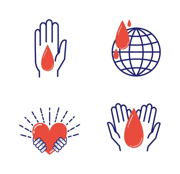 Voluntariado donar iconos vector conjunto . — Vector de stock