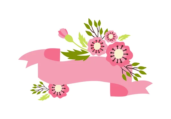 Natuur bloemen krans met bloemen decoratie — Stockvector