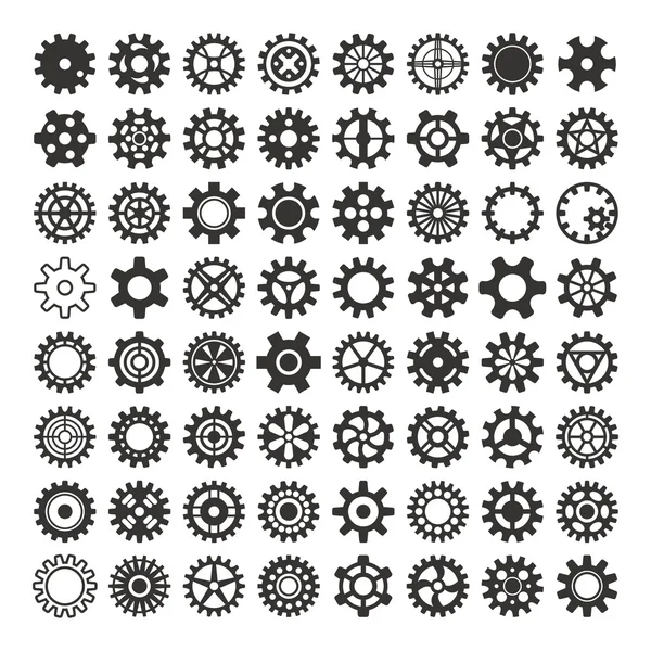 Vector black gears icons isolated — Stock Vector