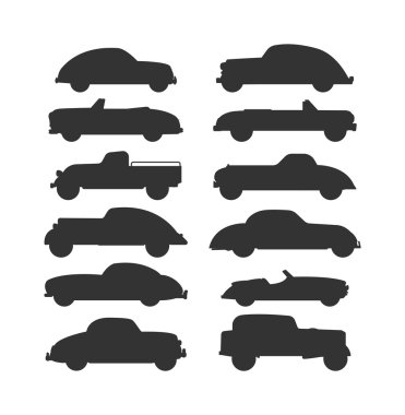 Retro araba izole vektör set