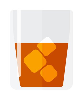 Whisky and ice cup vector illustration.