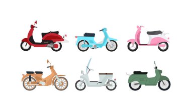 Retro motosiklet vektör set.