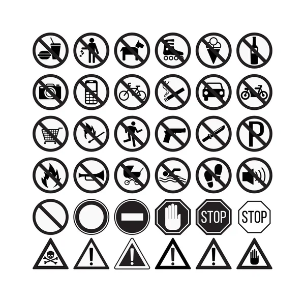 yasaklama işaretleri vektör illüstrasyon ayarlayın