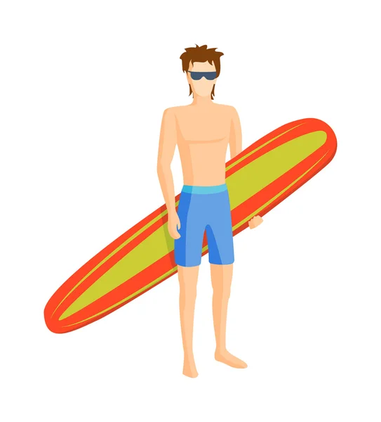 Surfen jongen vectorillustratie — Stockvector