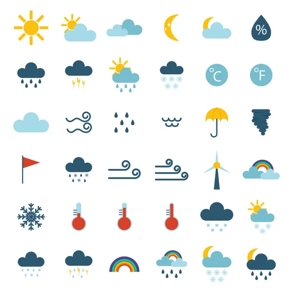 Weather thin icons vector set. — Stock Vector