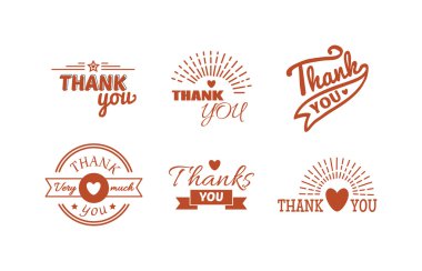 Teşekkür metin vektör seti.