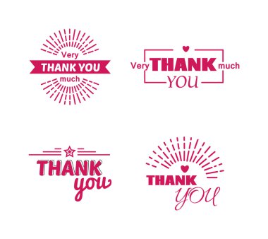 Teşekkür metin vektör seti.