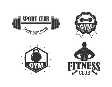 Spor salonu fitness sembolleri vektör set.