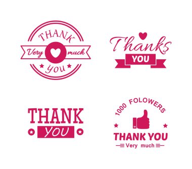 Teşekkür metin vektör seti.