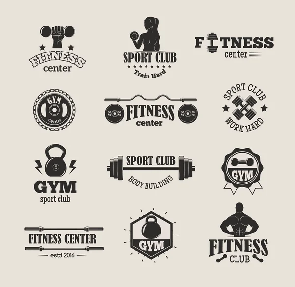 Sportschool fitness symbolen vector set. — Stockvector