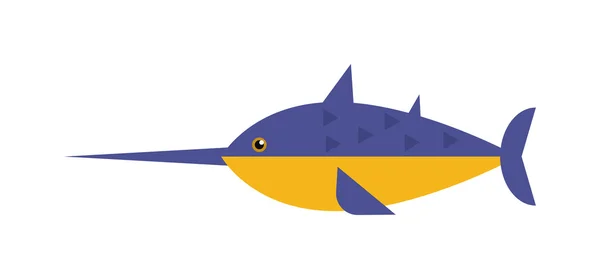 Sah Fisch marine flache Vektor Illustration. — Stockvektor