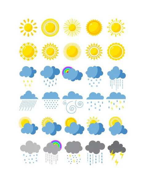 Ensemble vectoriel d'icônes météo . — Image vectorielle