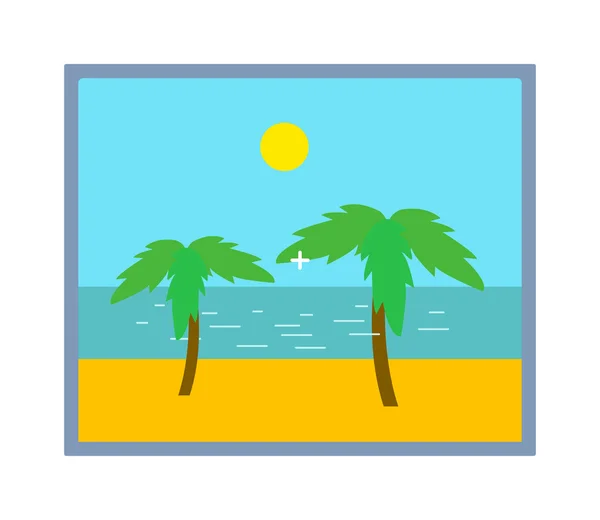 Пальма на фоторамці пляжу ізольований вектор . — стоковий вектор
