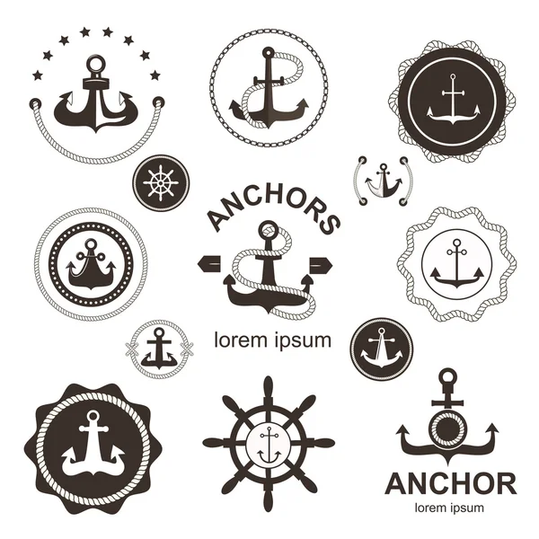 Anchor symbols vector set. — Stock Vector