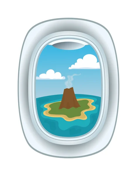 Airplane window view vector illustration. — Stock Vector