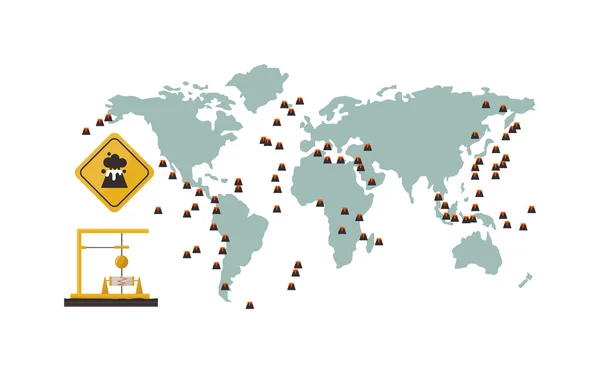 Volcán mapa vector ilustración . — Vector de stock