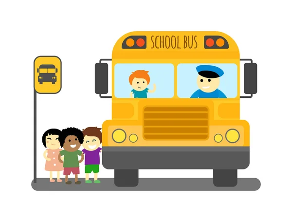 Σχολικό λεωφορείο φορέα, απομονώνεται — Διανυσματικό Αρχείο