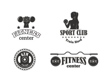 Spor salonu fitness sembolleri vektör set.