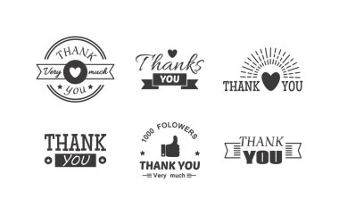 Teşekkür metin vektör seti.