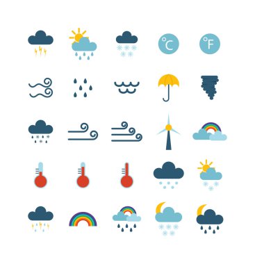 Hava ince simgeler vektör seti.