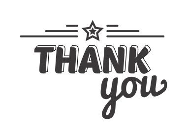 Teşekkür metin vektör rozeti