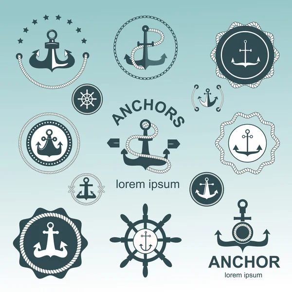 Anchor symbols vector set. — Stock Vector