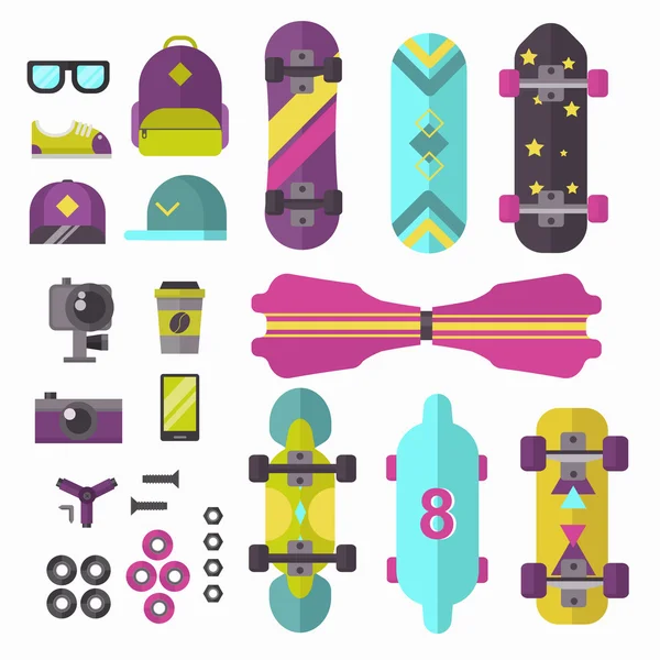 Skateboard icons vector set.