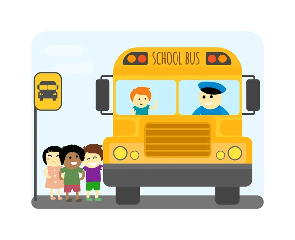 Σχολικό λεωφορείο φορέα, απομονώνεται — Διανυσματικό Αρχείο