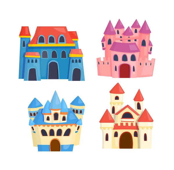 Castillo de dibujos animados vector conjunto . — Vector de stock